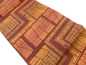 ふくれ織抽象横段模様織出し名古屋帯